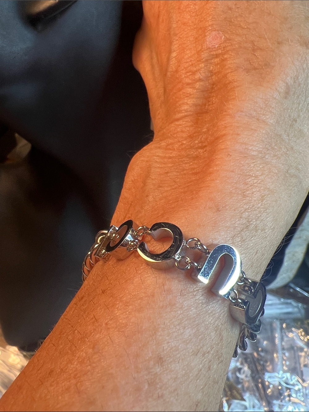 Silver Link Horseshoe Bracelet - Women